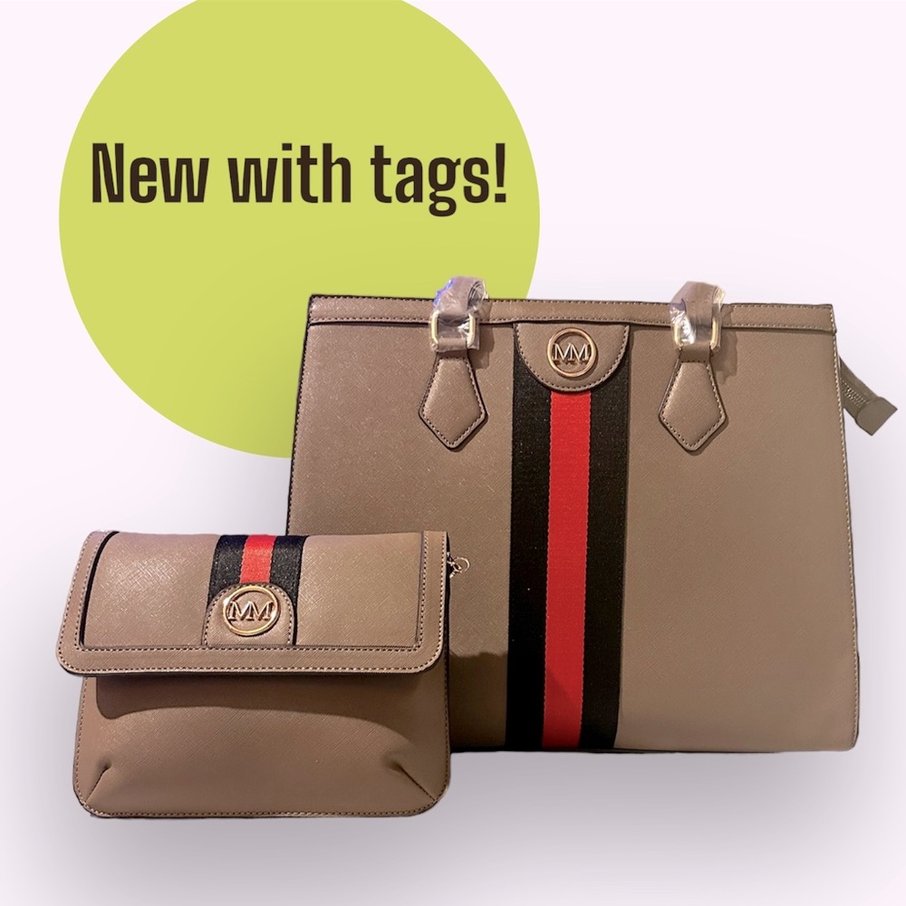 Set of tote bag and shoulder/waist purse